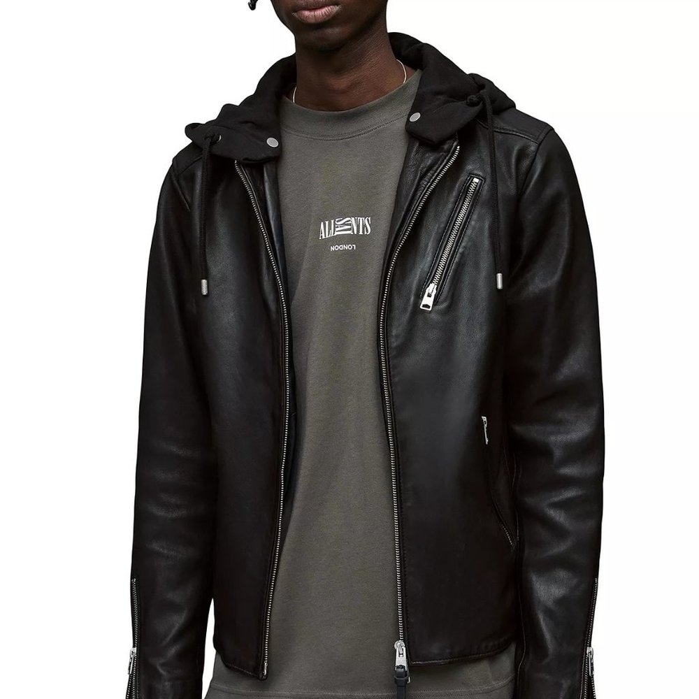 ALLSAINTS Men's Harwood Leather Biker Jacket Black - Medium